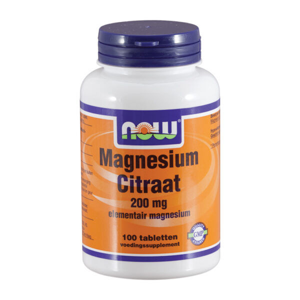 NOW Magnesium citraat 200mg 100 Tabletten - Afbeelding 2