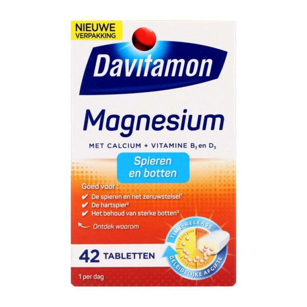 davitamon magnesium  spieren+botten 42 TBL - Afbeelding 2