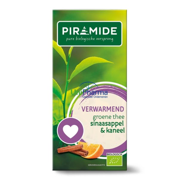 Piramide Verwarmend groene thee sinaasappel & kaneel bio 20 Zakjes